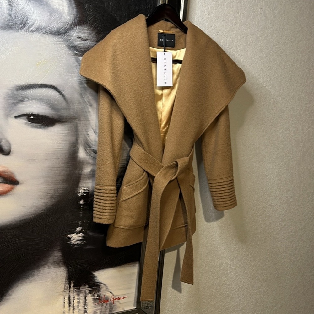 Sentaler || Baby Alpaca Shawl Collar Wrap Coat || Camel || S || NWT